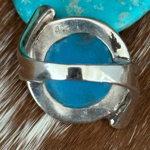 Turquoise sterling silver octagon shape ring - Picture 7 of 8